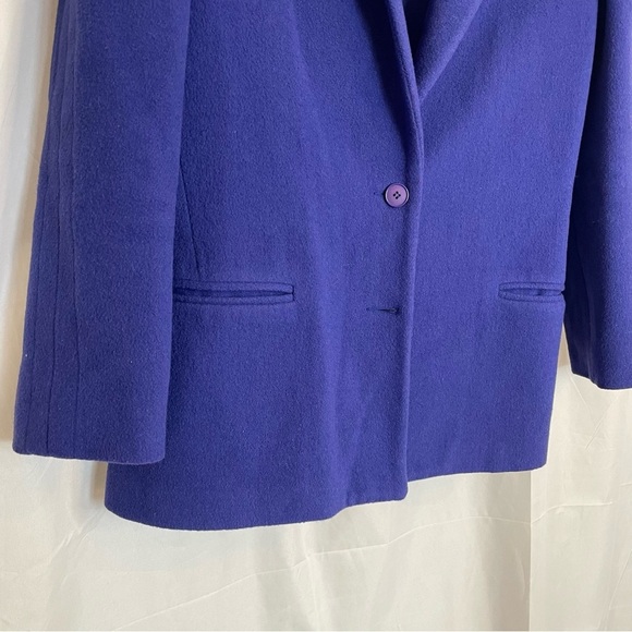 BORELLI Women’s Vintage Blue Purple Wool Heavy Blazer Coat‎ Lined Size 14 - Picture 3 of 11